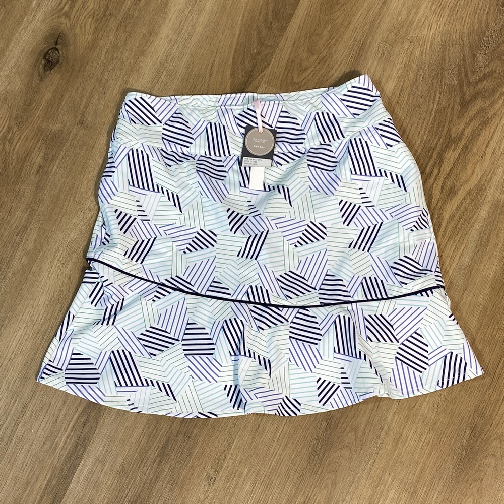 Fairway & Greene Caleigh Striped Mini Skort - Blue and White small Tennis Golf